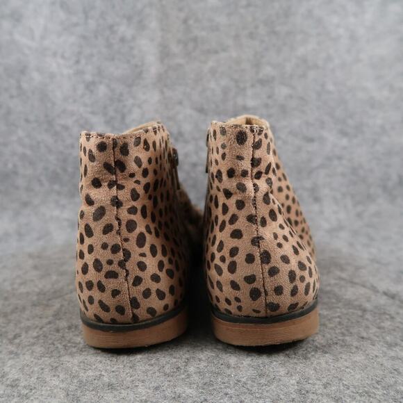 Cat & Jack Shoe Girls 4 Bootie Animal Print Casual Kid Brown Side Zip Ankle Boot - Picture 6 of 12